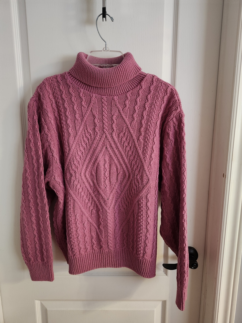 New Cable Knit Turtleneck Sweater - Pink
